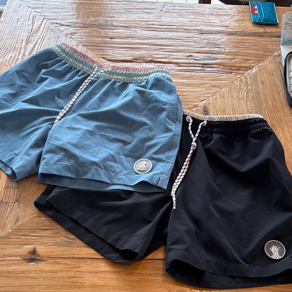Chubbies Men’s Black and Light Blue Swim Shorts Bundle (2)